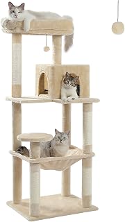 PAWZ Road Kratzbaum 143cm, stabil für große Katzen mit Hängematte
