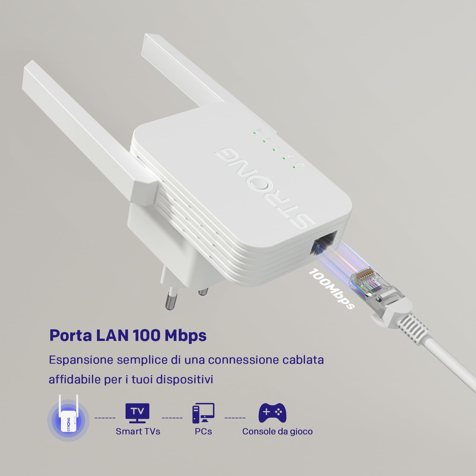 STRONG Ripetitore WiFi N300, Amplificatore WiFi Lunga Copertura