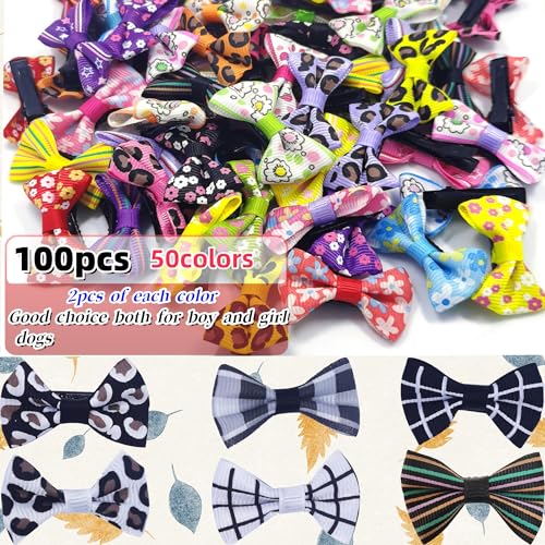 100PCS(50pairs) Cute Puppy Dog Hair Bows for Small Dogs with Clips Handmade,Small Size Girl Hair Accessories Puppy Grooming 100PCS(50pairs) Cute Puppy Dog Hair Bows for Small Dogs with Clips Handmade,Small Size Girl Hair Accessories Puppy Grooming