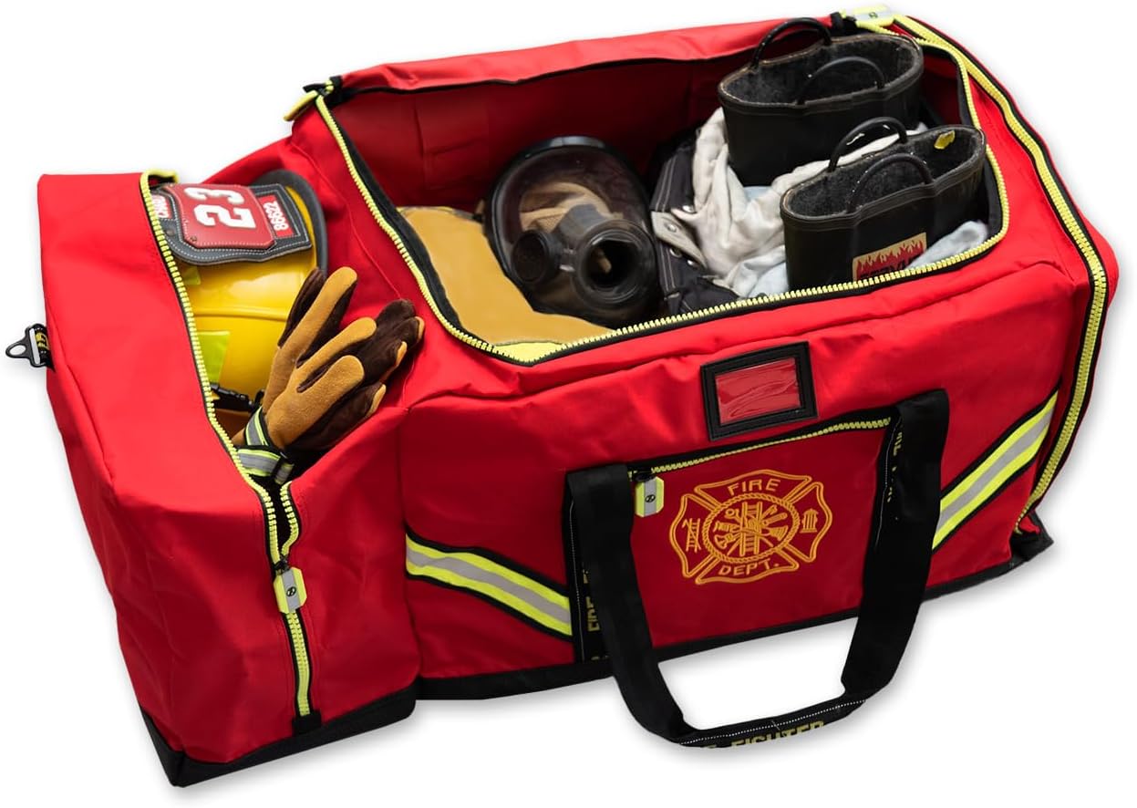 Lightning X Fireman Premium 3XL Firefighter Rescue Step-in Turnout Fire Gear Bag w/Shoulder Strap & Helmet Pocket
