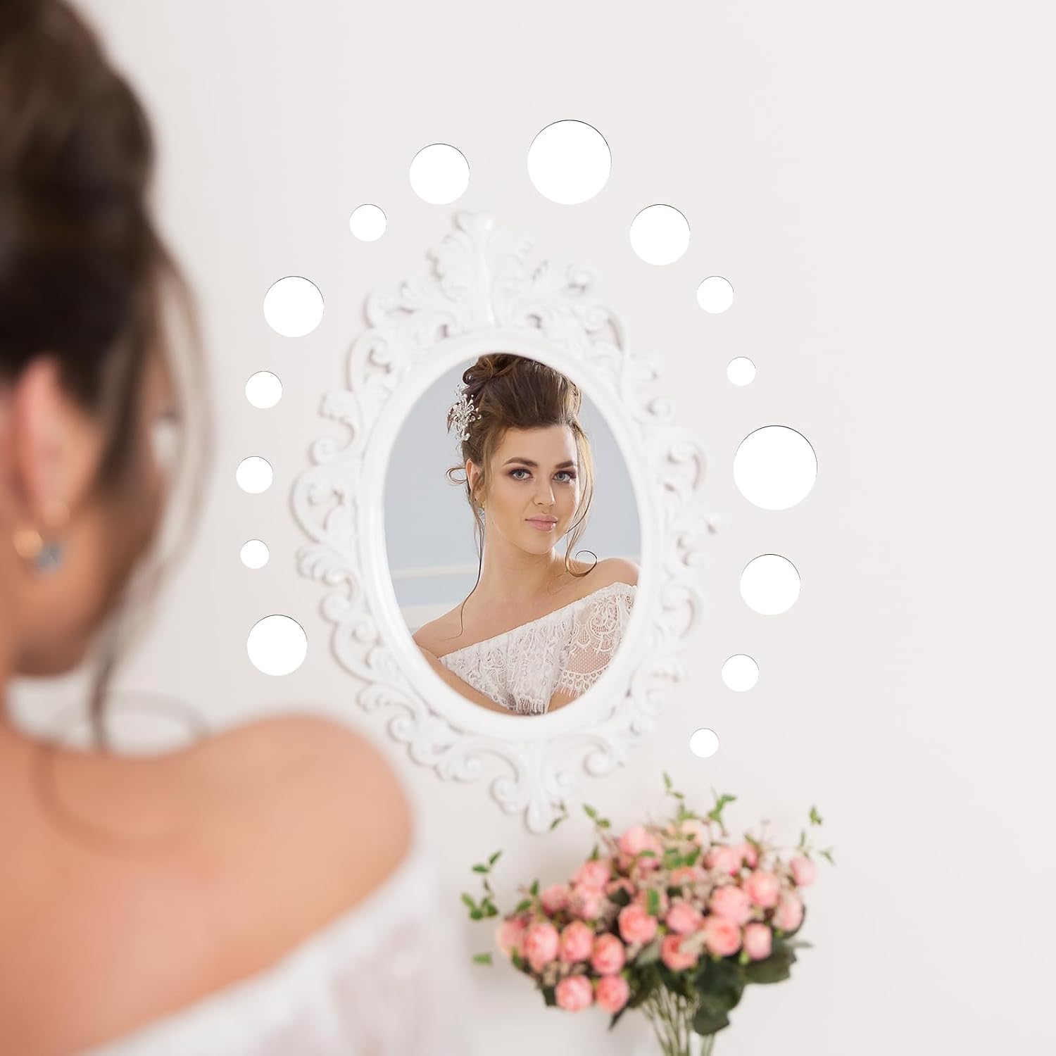 225 Pieces Small Circle Craft Mirror Mini Acrylic Round Mirror Mosaic Mirrors Tiles Self Adhesive Round Mirrors Stickers for DIY Crafts 0.5 Inch 0.75 Inch 1 Inchs 1.2 Inchs
