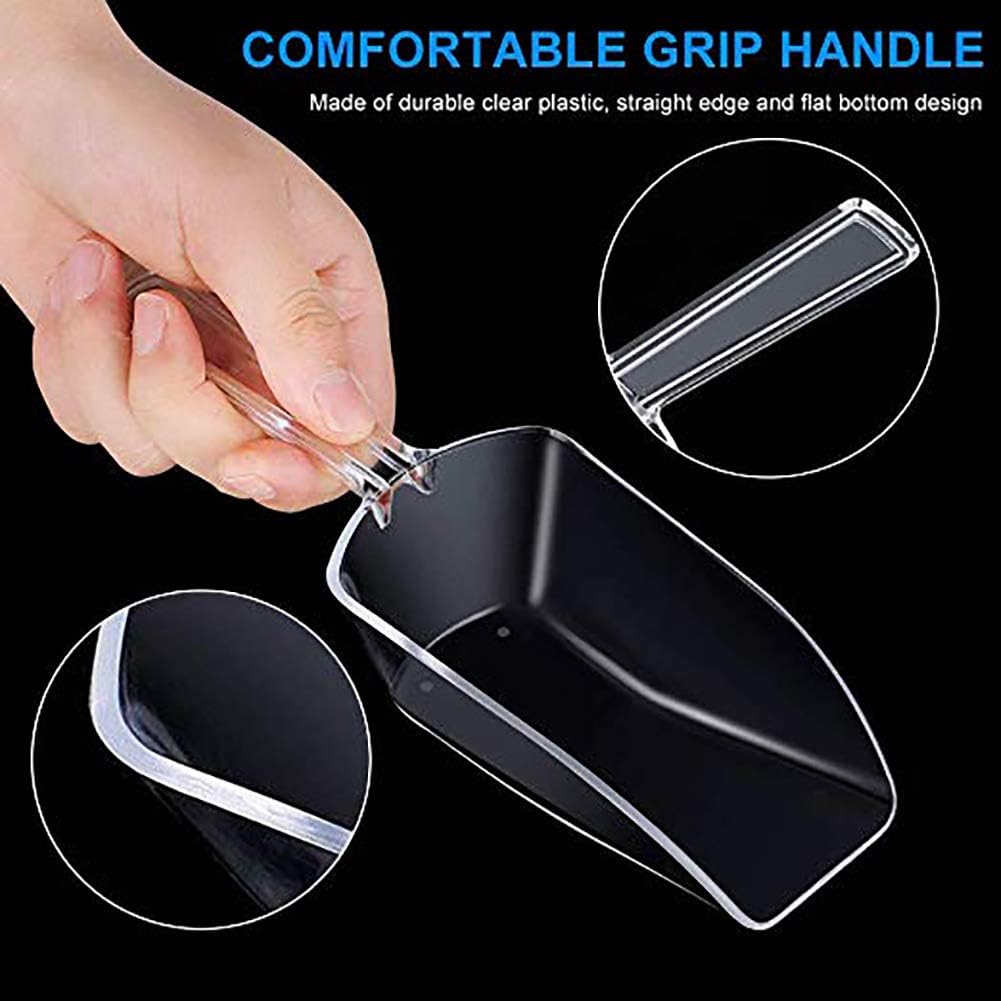 12 Pcs Mini Clear Acrylic Plastic Kitchen Scoops, 5.5" Flat Bottom Ice Scoop for Weddings, Ice, Candy Dessert Buffet, Protein Powders, Coffee, Tea