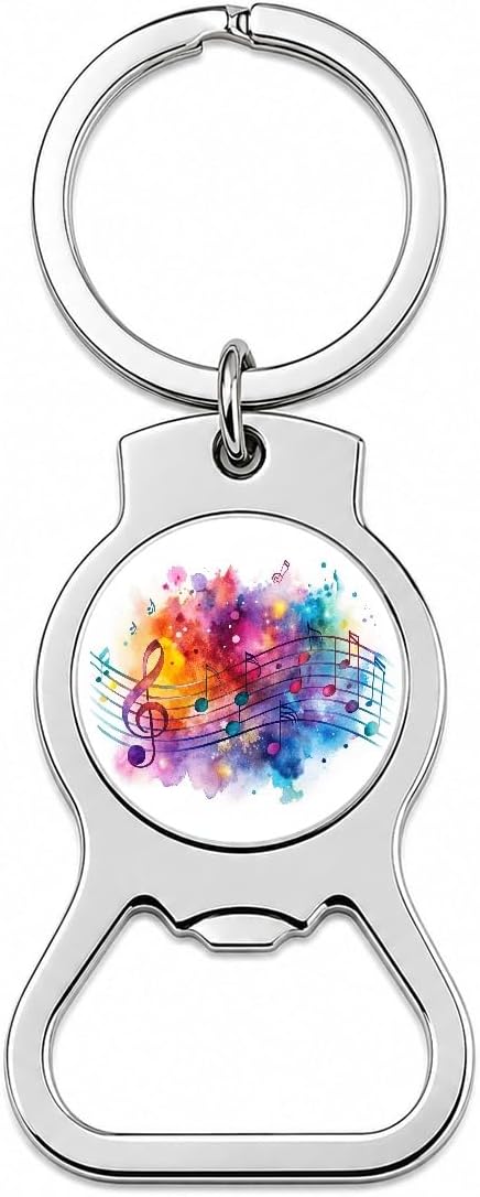 Rock And Roll Music Notes Watercolor Bottle Opener Keychain