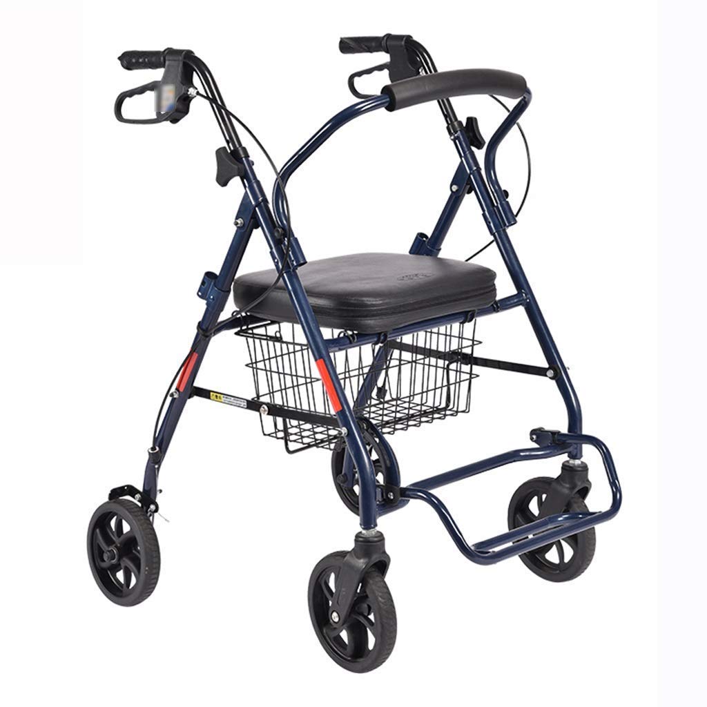 Carrello Vecchio in Acciaio al Carbonio Che compra Verdure con Sedile con Ruote Carrello della Spesa Carrello Portatile Pieghevole Regolabile (Blu)