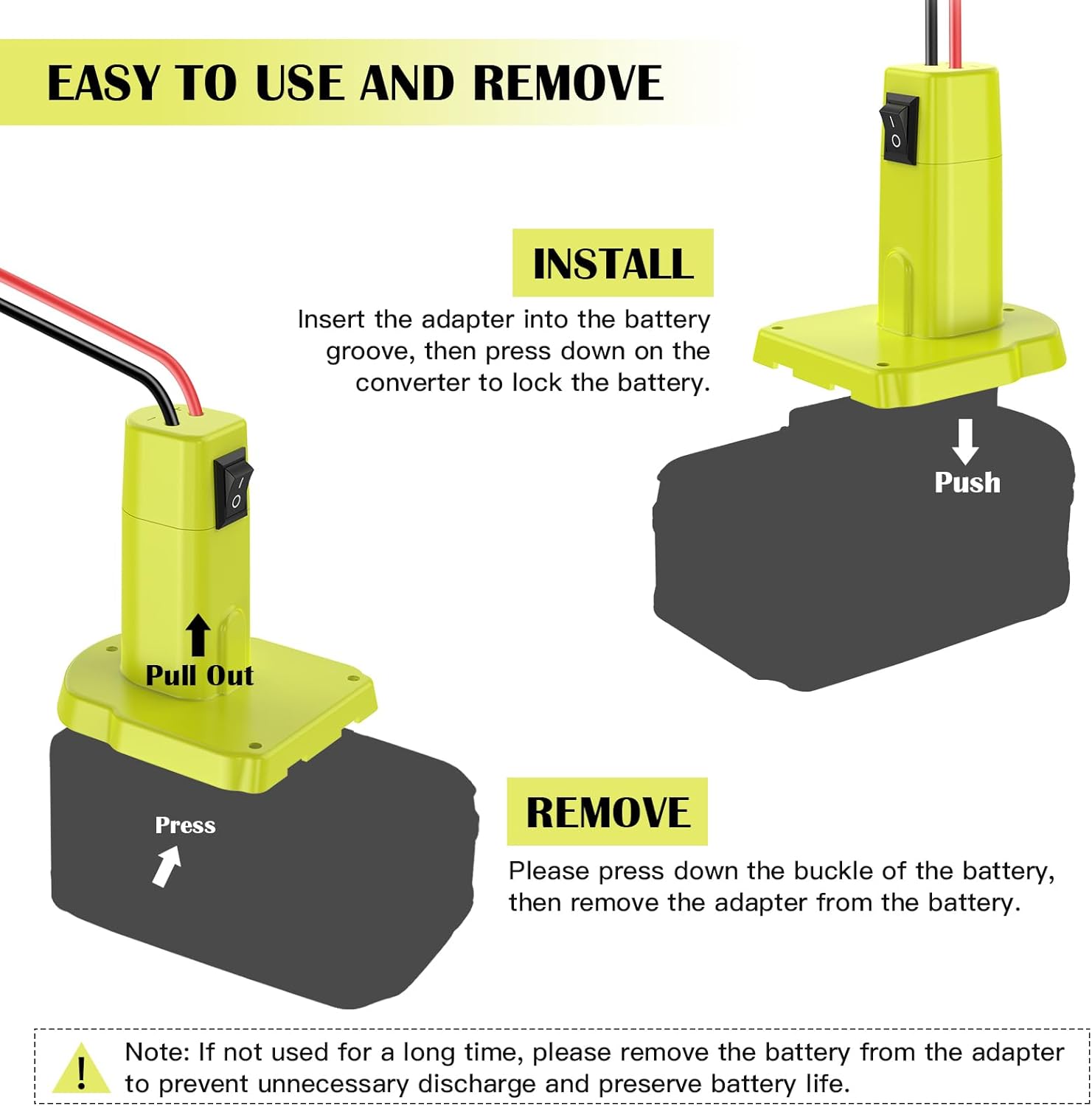 18V to 12V Step Down Converter for Ryobi 18V Battery, 240W DC Voltage Regulator with Over-Discharge Protection, Power Converter Adapter with Switch for Power Wheel Battery Adapter, DIY RC Toy Cars