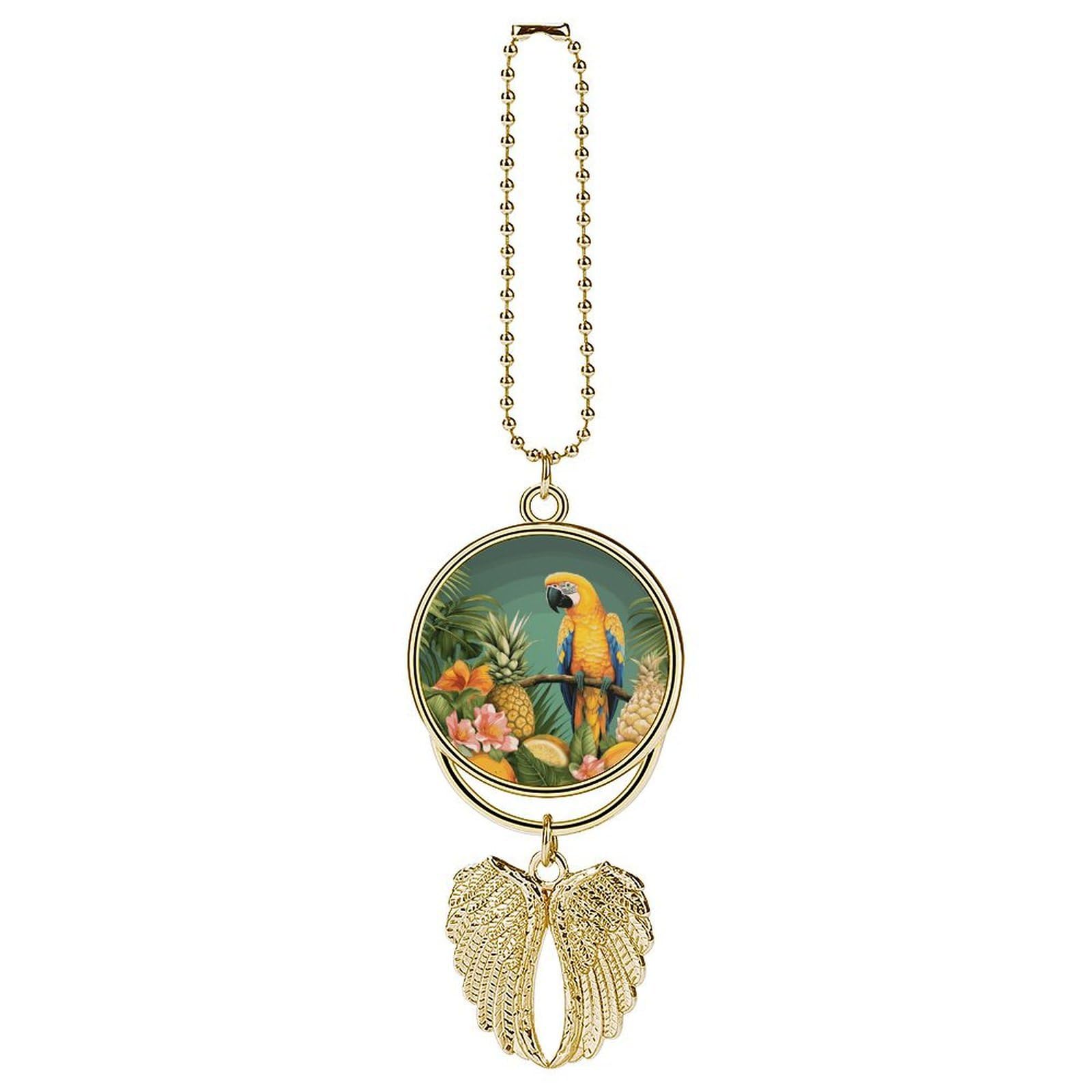 Summer Parrot Pineapple Bird Car Pendant Rear View Mirror Hanging Ornament Auto Metal Charm for Aesthetic Interior Decor. Lucky Car Accessories Cute Funny Hanging Decor for Car Truck