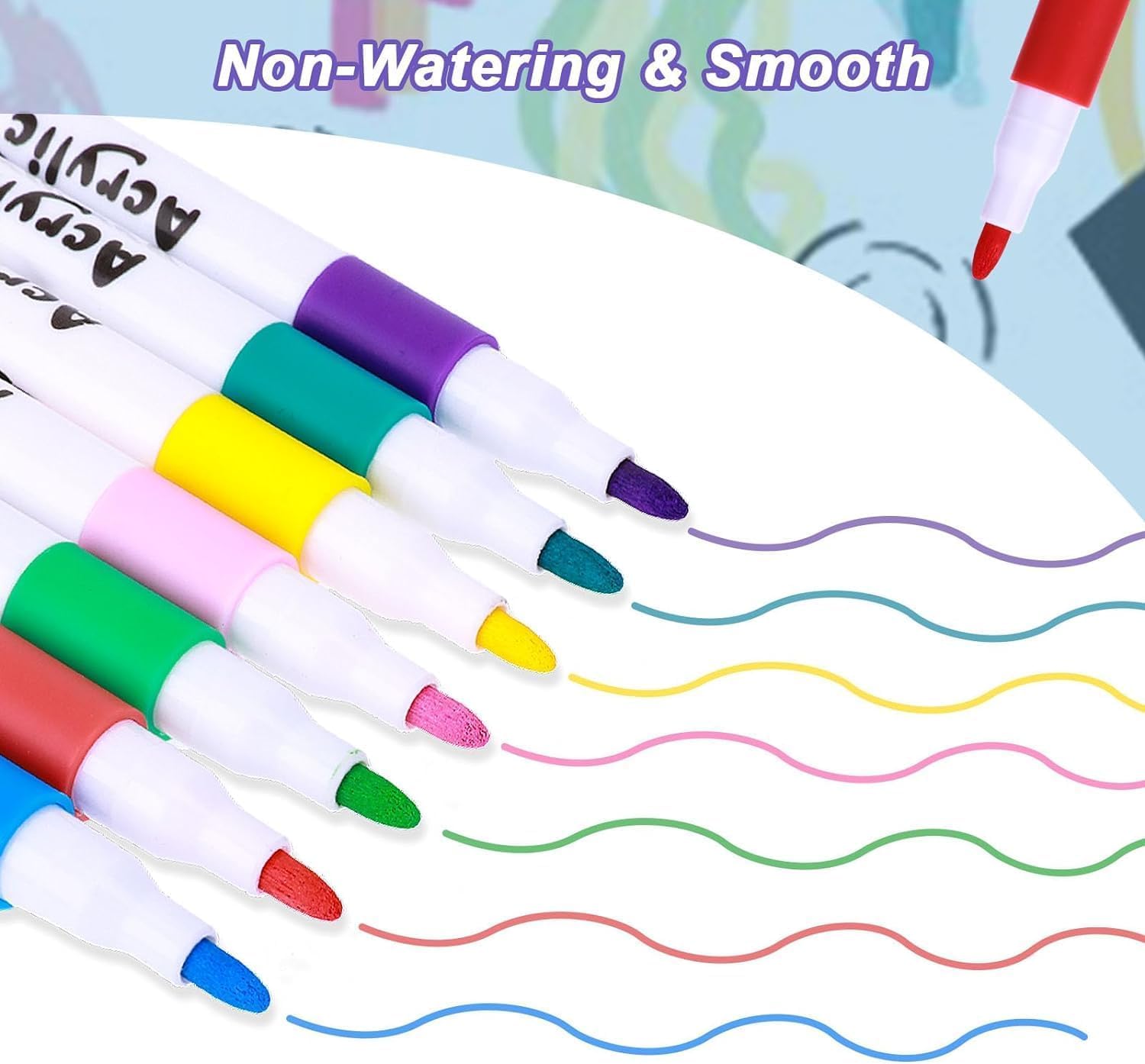 SUPER TOY 24 Shades Acrylic Marker Paint Pens, Colors Acrylic Markers for Wood, Canvas, Stone, Rock Painting, Glass, Ceramic Surfaces, Scrapbooking, Fabric, Plastic Card Making DIY Craft - Image 9 thumbnail