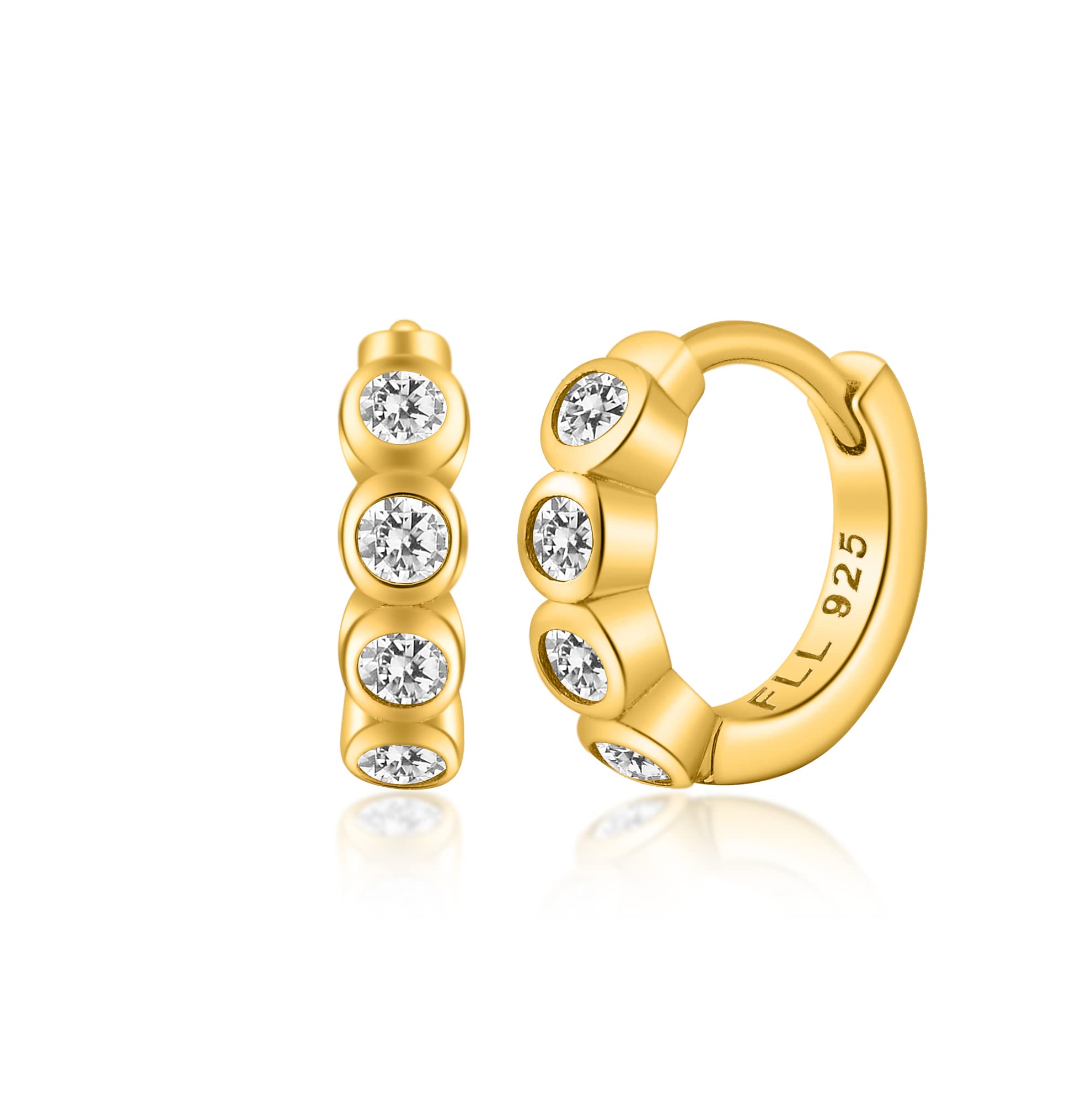 Orecchini a cerchio piccoli in oro massiccio 14K da 10 mm, cerchi in oro da 10 mm, orecchini per cartilagine, piccoli orecchini Huggies, elica, orecchini per il naso. - Italia