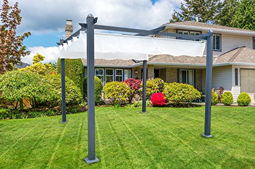 Pérgola de aluminio con toldo retráctil de 300 x 300 cm para exterior o jardín