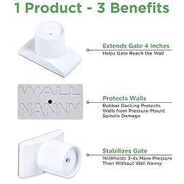 Wall Nanny Extender 4 Inch Baby Gate Extension (Made in USA) Extends Pressure Mounted Gates, Protects Walls, Stabilizes Gate - for Child Pet & Dog Gates - Works on Stairs, Protector (4 Pack) Black