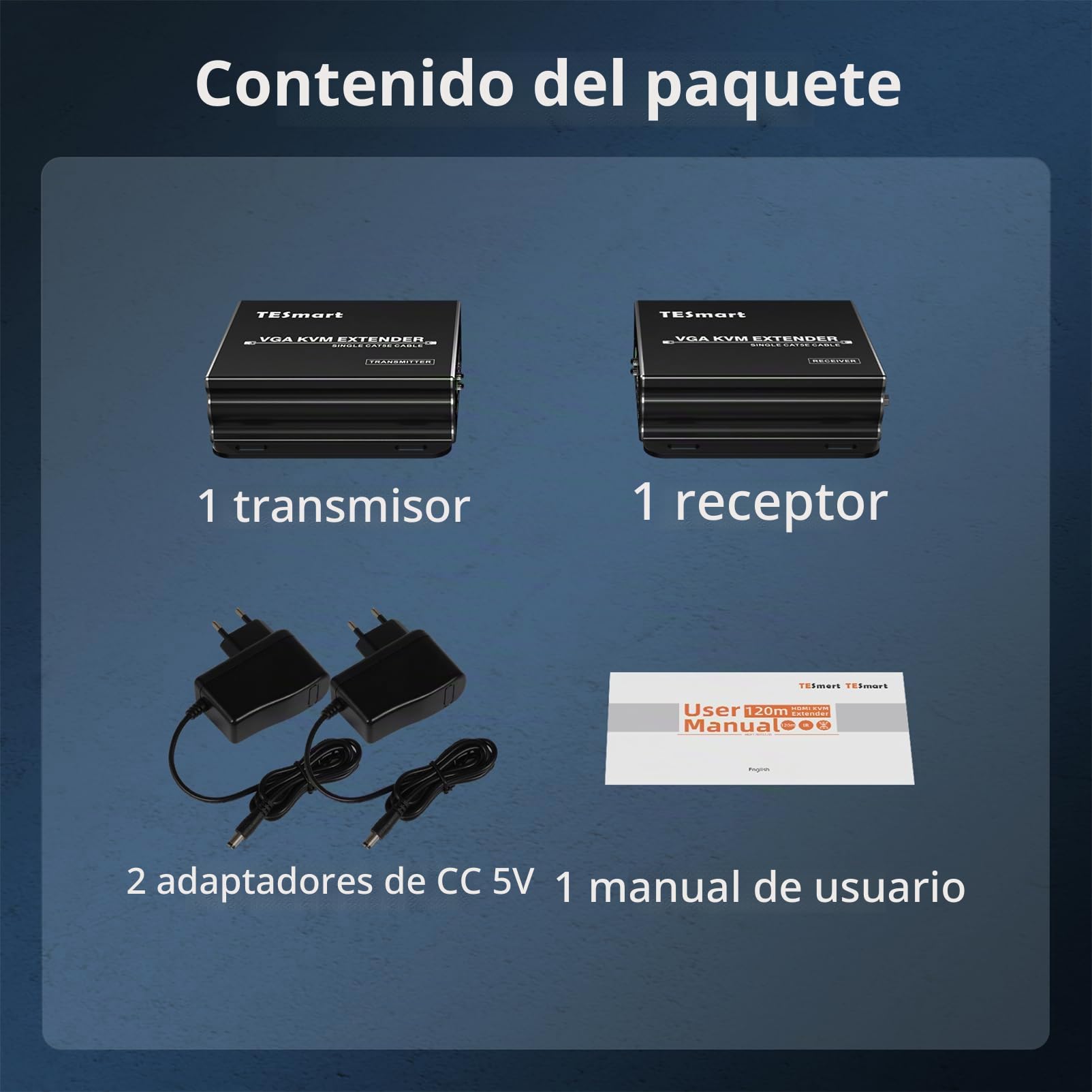 TESmart 984ft/300M VGA KVM Extensor 1920x1200@60Hz,A Través de Cat5e Cat6 Ethernet LAN/RJ45,Extender para Oficina Remota/Sala de Monitoreo/Educar/Consola Remota de Teclado y Mouse(Emisor + Receptor)