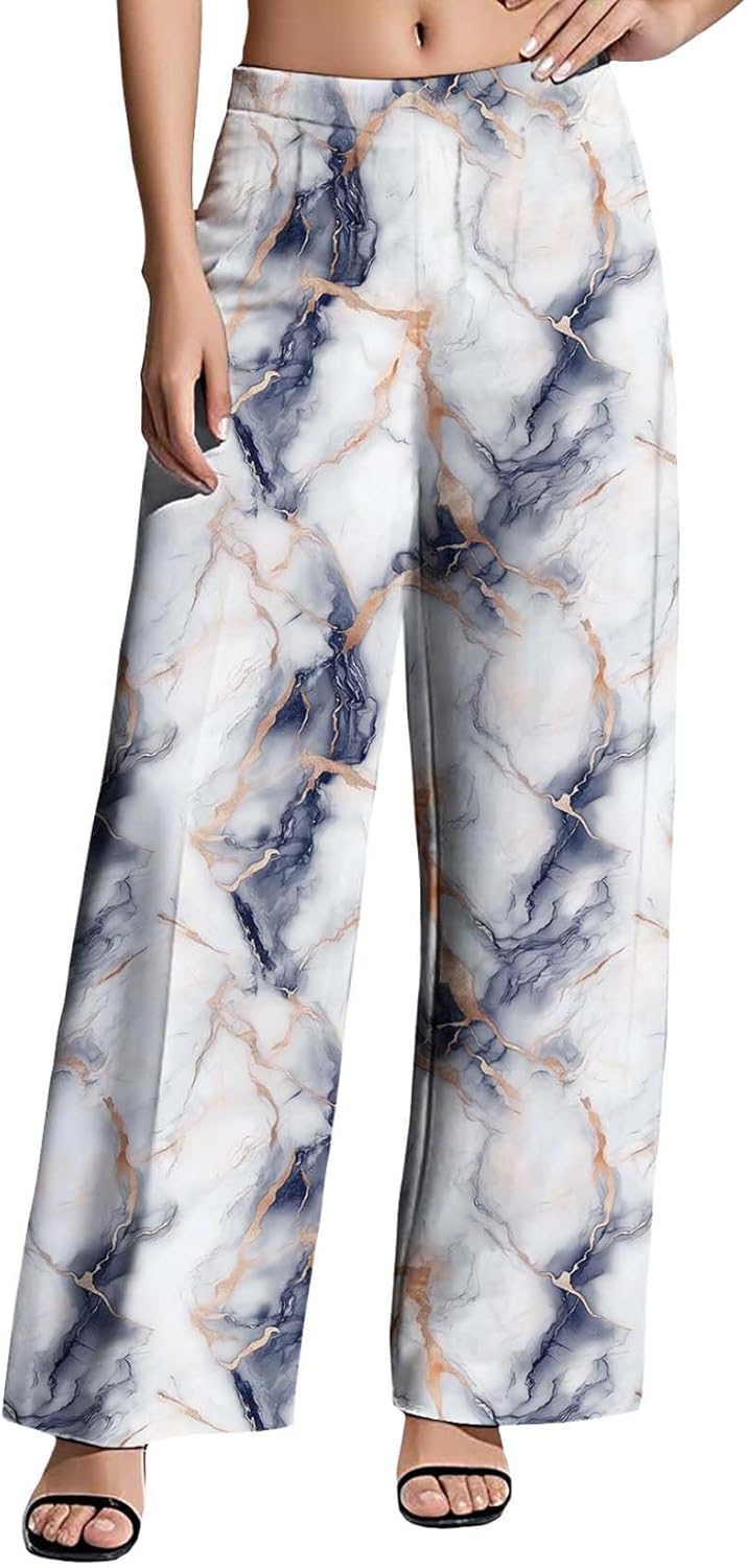 Womens Boho Pants Casual Oversize High Waisted Wide Leg Trousers Pattern Printed Ourdoors Pant for 2025 Summer