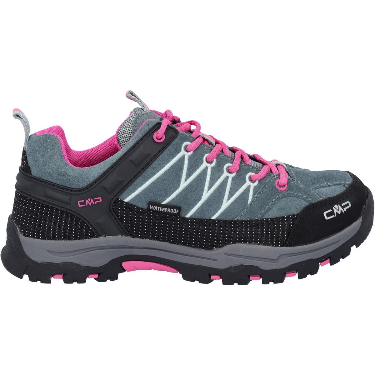 CMP Kids Rigel Low Trekking Shoes Wp, Scarpe da trekking Unisex - Bambini e ragazzi, Mineral Green-Purple Fluo, 39 EU