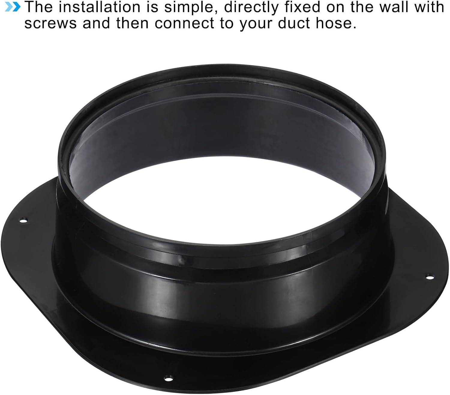 PATIKIL 8" Duct Connector Flange, 2 Pack Dryer Vent Wall Plate Square to Round Straight Ducting Plate for Air Heating Cooling Ventilation Exhaust Fan, Black