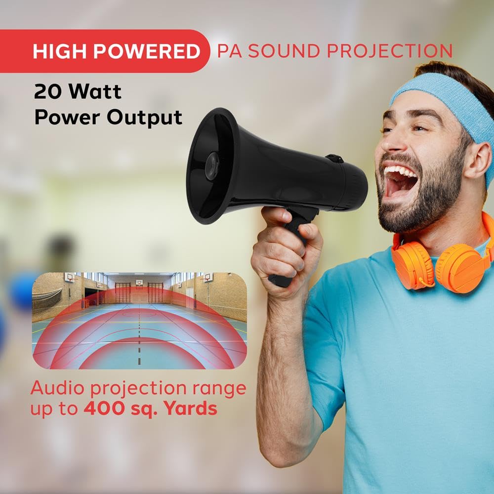Pyle Pyle - Megafono Sirena Bullhorn Altoparlante, Portatile e Leggero Automatico Bullhorn per Interni ed Esterni (Blu Trasparente) Unisex Adulto