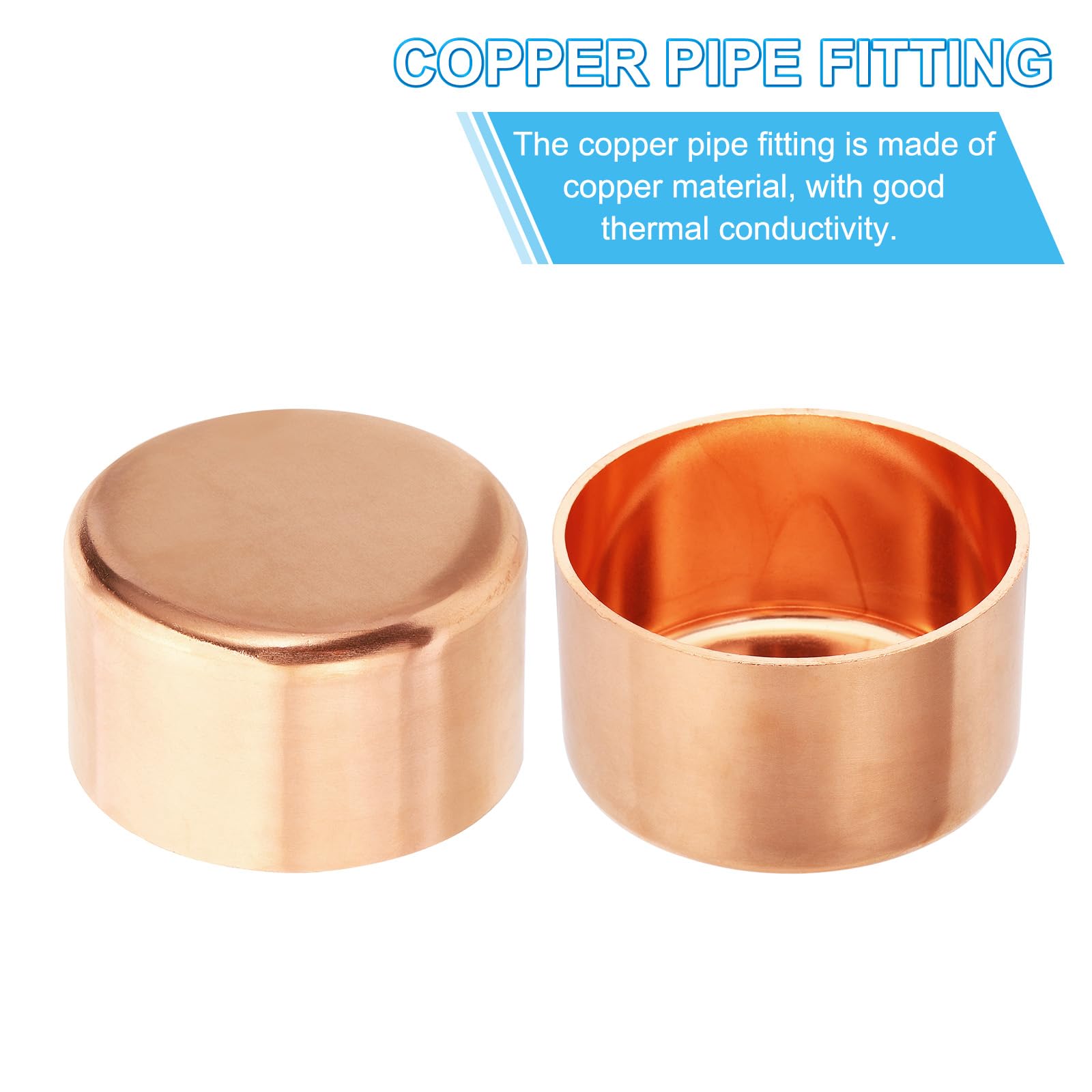 PATIKIL Tapa De Cobre De 4 Pulgadas Para Extremo De Tubo 1 Pieza Tapa De Cobre Para Sellado Conectores Para Soldar Para Fontanería HVAC Aire Acondicionado
