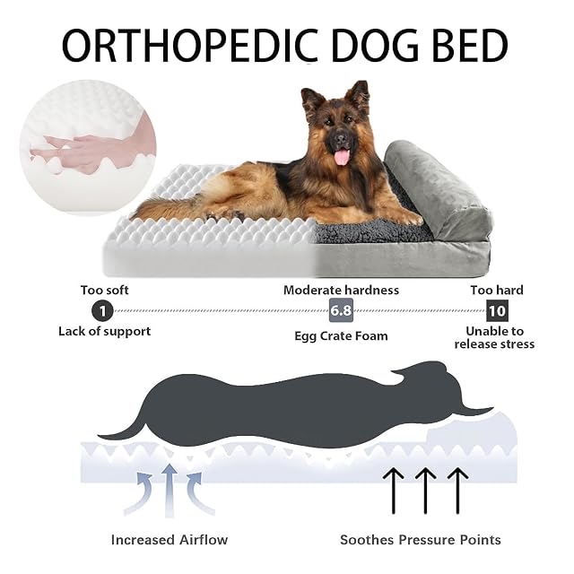 Foto 2 de 7 de MeLtor Cama Perro Extra Grande Ortopédica, Espuma De Caja De Huevos Cama Perro Viscoelastica