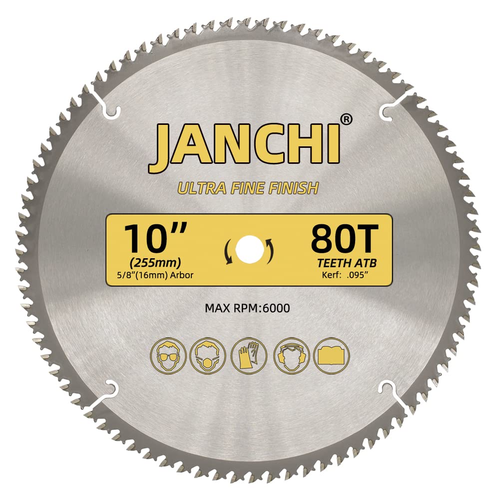 Confezione da 3 lame combinate per la lavorazione del legno da 25,4 cm, 32T, 60T e 80T, con albero da 5/8", lama sottile da 0,95 cm, lama smussata in carburo di tungsteno, ideale per vari tagli di