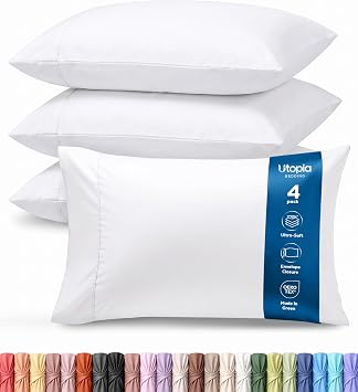 Pillow Covers King Size Set of 4, Soft and Comfy Pillow Cases, White