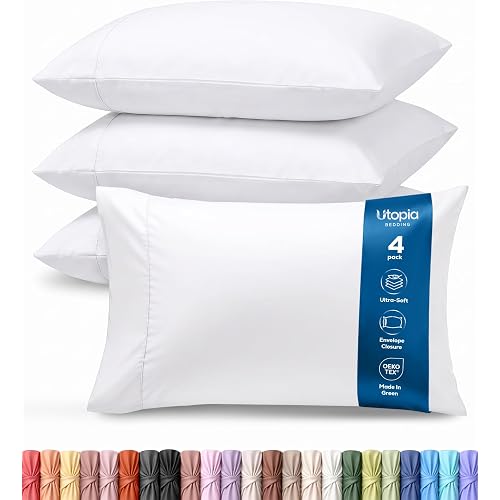 Pillow Covers Queen Size Set of 4, Soft and Comfy Pillow Cases, White