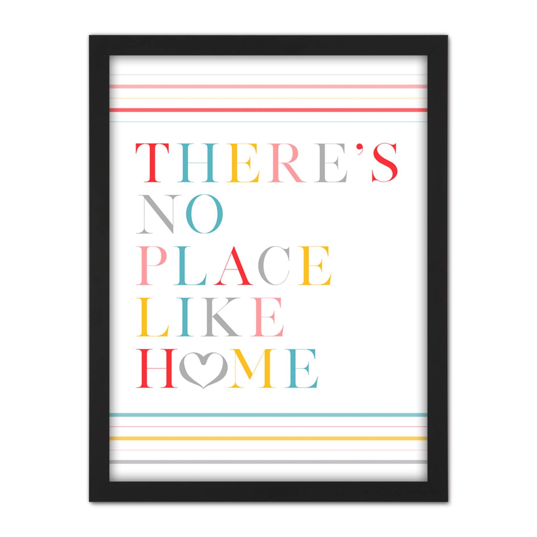 Wee Blue Coo No Place Like Home Love Heart Quote Artwork Framed Wall Art Print 18X24 Inch