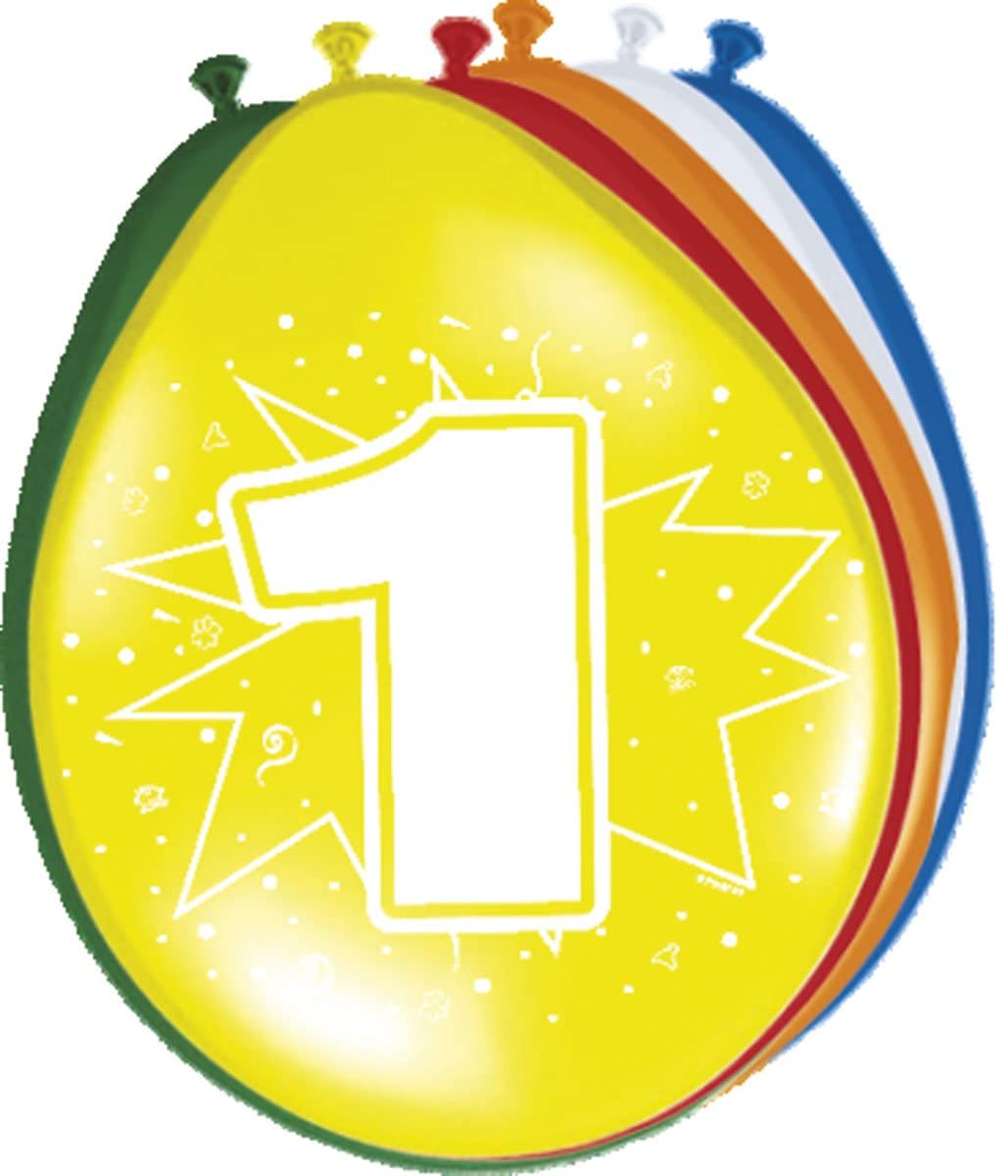 Folat - 1 Year Balloons for Party Decoration - Multicolor - 12In / 30cm - 8 pieces, Multi-coloured - Image 2
