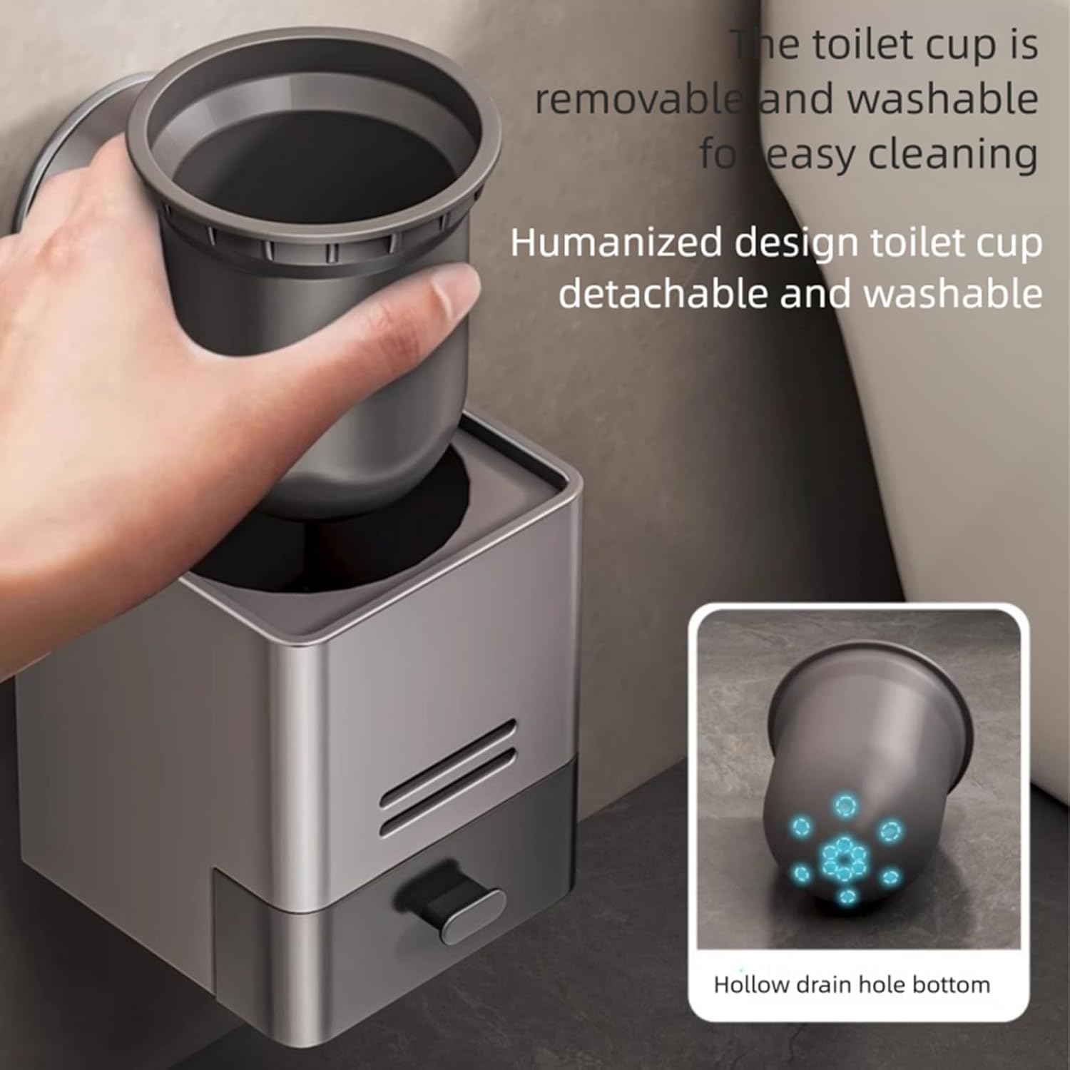 Toilet Brush and Holder Set, Suction Cup Toilet Bowl Scrubber with Drip Tray, Wall Mounted Bathroom Cleaners Brush Shelf, Apartment RV Dormitory Camper Spring Cleaning Essentials Gadgets 2 Pack
