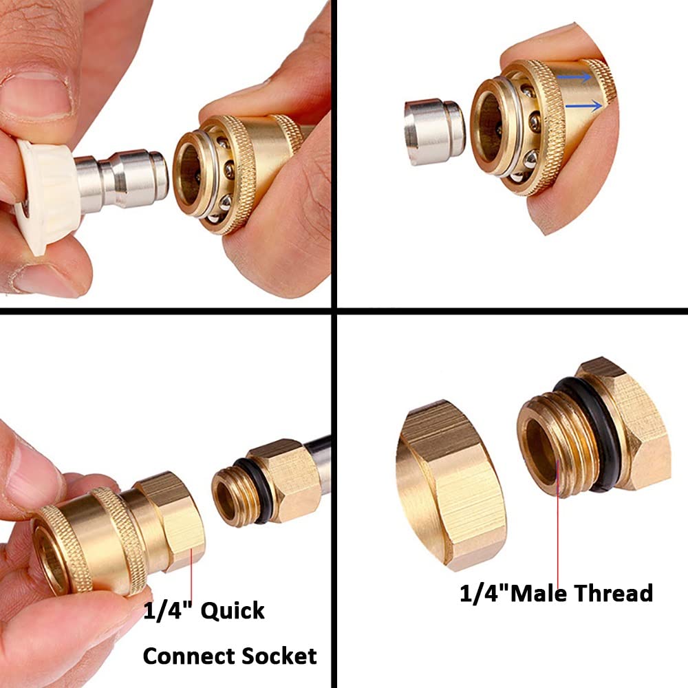 Juego de varitas de extensión para lavadora a presión, 9 lanza de conexión rápida de 1/4 pulgadas, herramienta de limpieza de canalones, lanza limpiador de techo con 6 puntas de boquilla