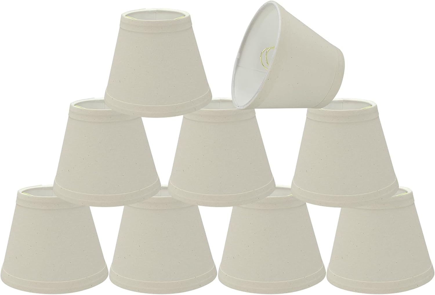 Aspen Creative 32067-9A, Hardback Empire Clip-On Chandelier Lamp Shade, Off-White, 3" Top x 5" Bottom x 4" Slant Height, Set of 9