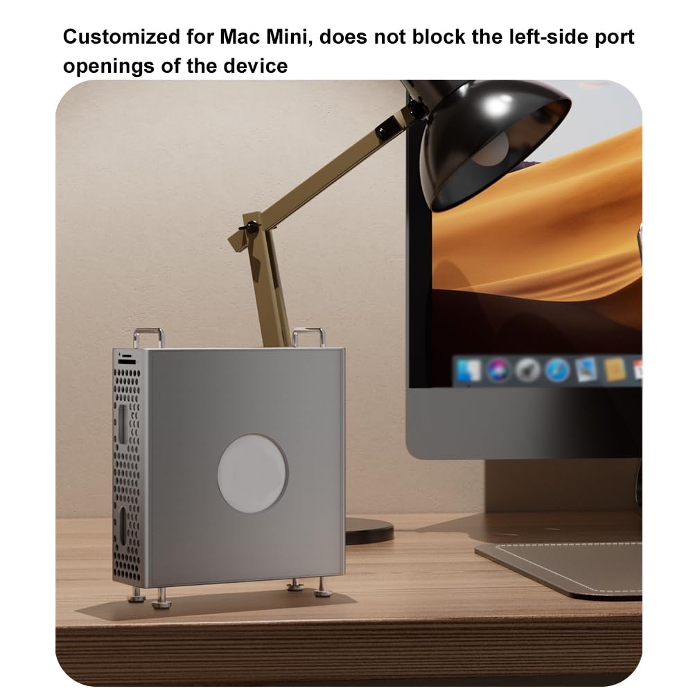 Generico Chassis per Mac Mini M4/M4 Pro 2024, supporto verticale per computer, chassis in lega di alluminio, base di raffreddamento antipolvere (Nero)