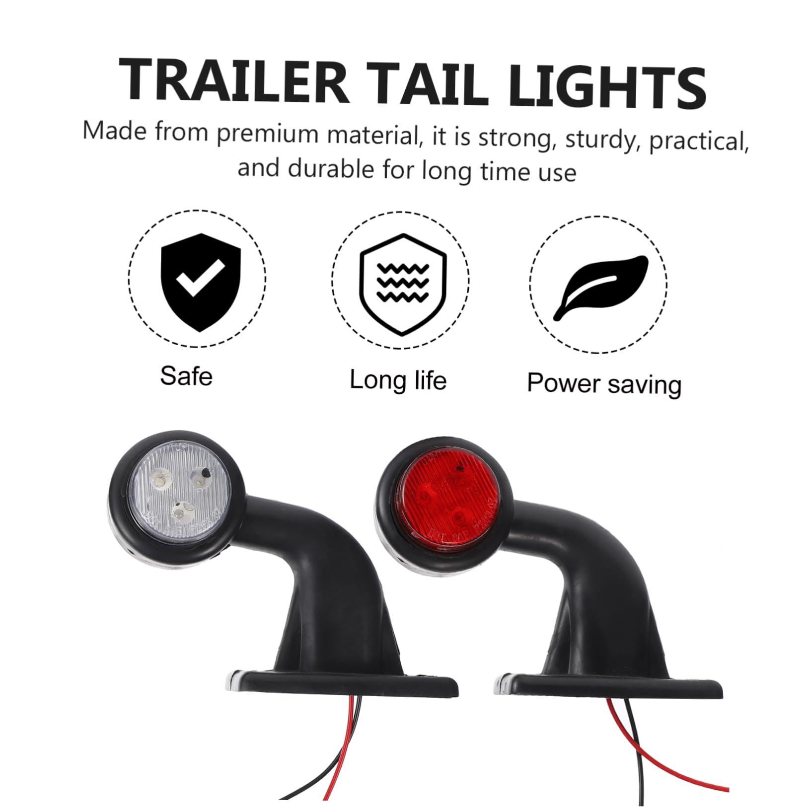Vaguelly Luces de Señal LED Laterales 12 Led Color Blanco y Rojo Material Abs Fácil de Desmontar, Paquete para Camión y Remolque