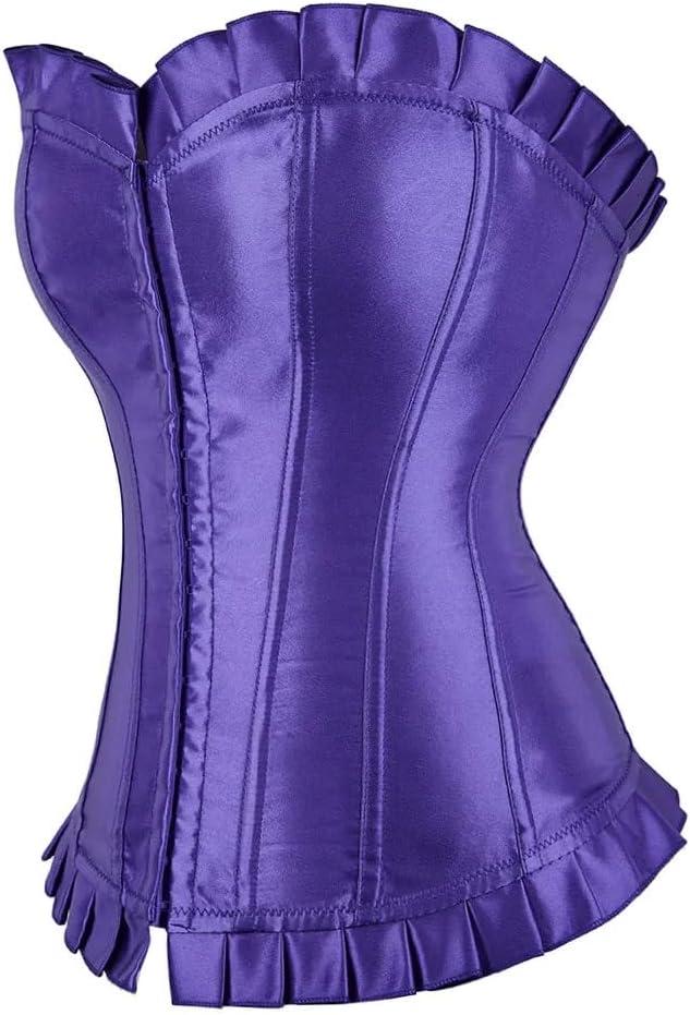 Corset Bustier Satin Overbust Burlesque Costume Size Strapless Corsets for Women