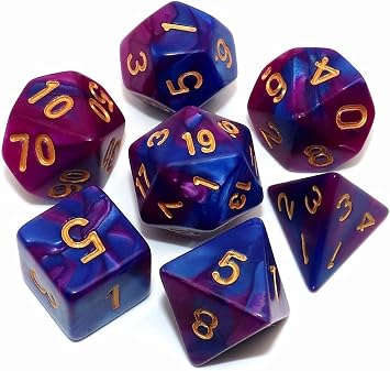 7Pcs Blue Purple DND Dice Set RPG Polyhedral Dice for Dungeon and Dragons MTG D&D D20 D12 D10 D8 D6 D4