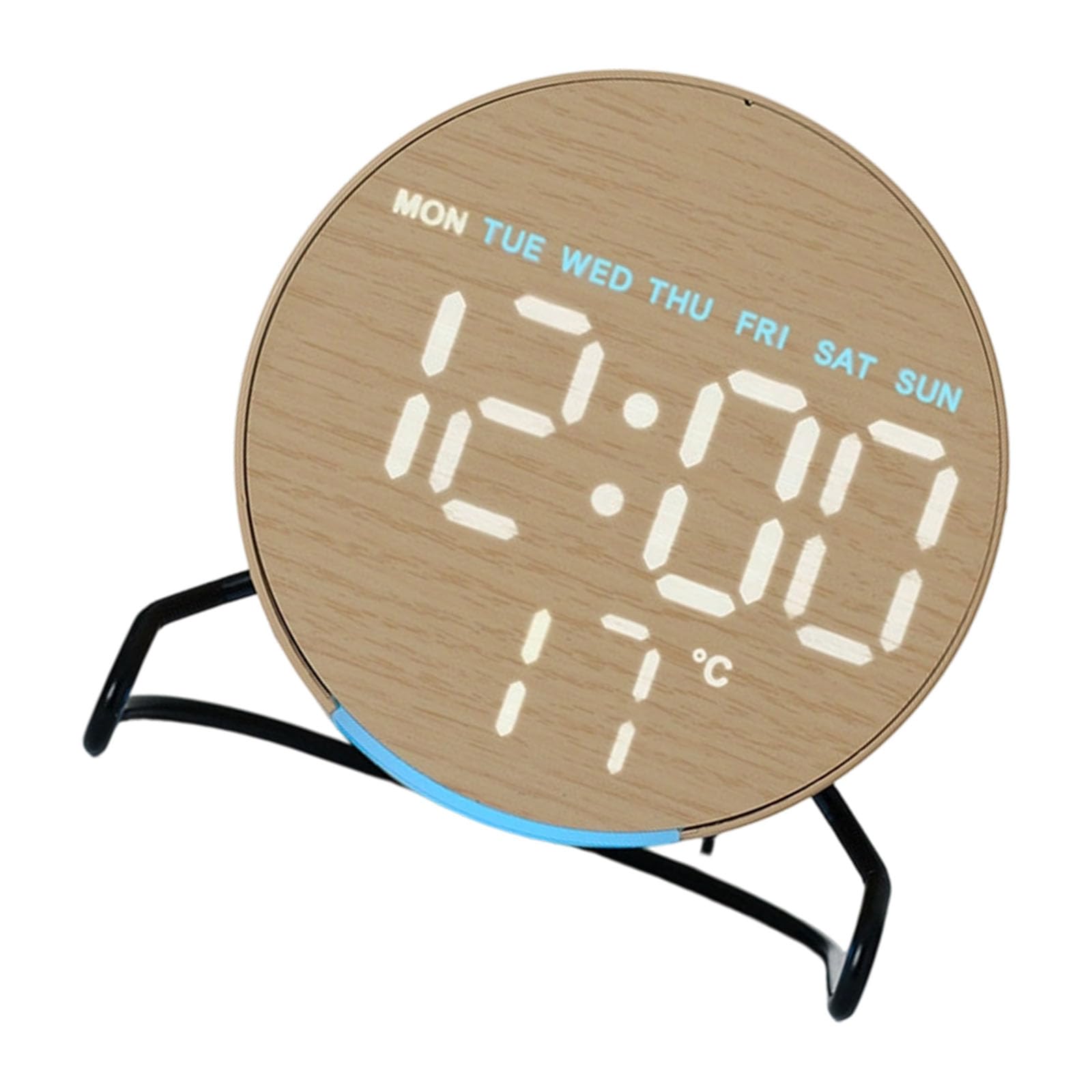 APGLSXY Wooden Grains LED Digital Clock with 2 Alarms Ambients Night Light Brightness Temperature Display Timer Quiet LED Bedsides Alarm Clock