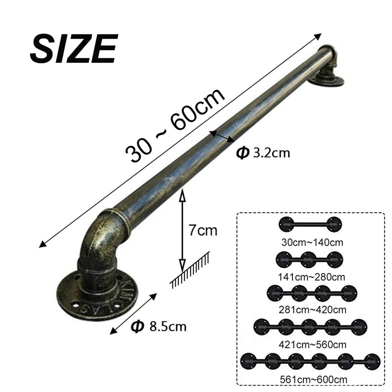 Corrimano per Scale Interni Esterni Gradini, Tubo Industriale in Ferro Battuto Montato a Parete in Bronzo Piombo Diretto alla Porta della Scala o Ingresso della Cantina/3.3Ft/1M