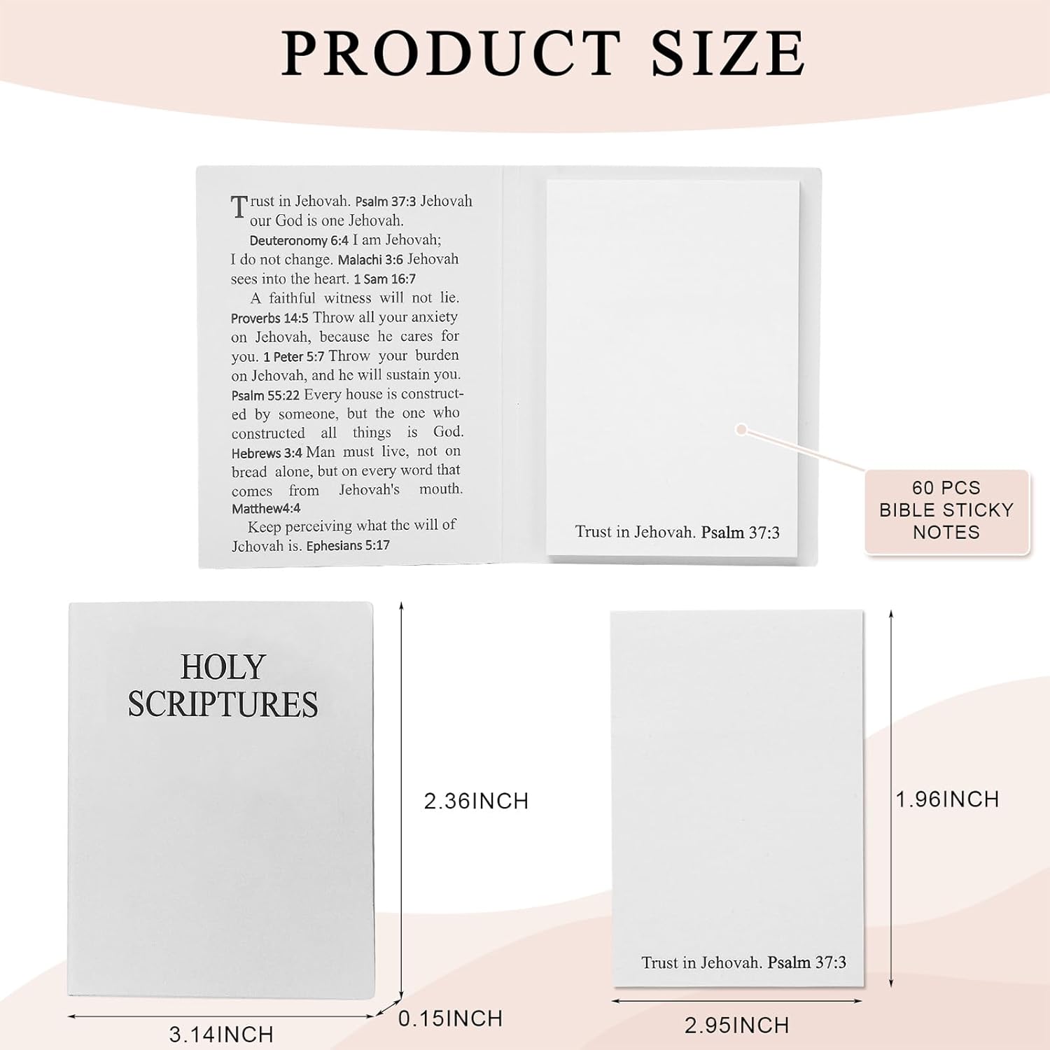 60 Pcs Jehovah Witness Bible Sticky Notes Accessories Gifts Ministry Supplies Notebook Christian Jehovah Notepads for Ministry Convention Service Study (Classic English)