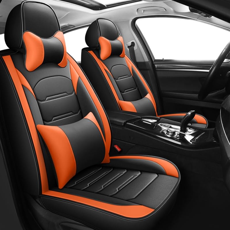 Protection de siège auto longue durée en cuir PU noir orange pour VW