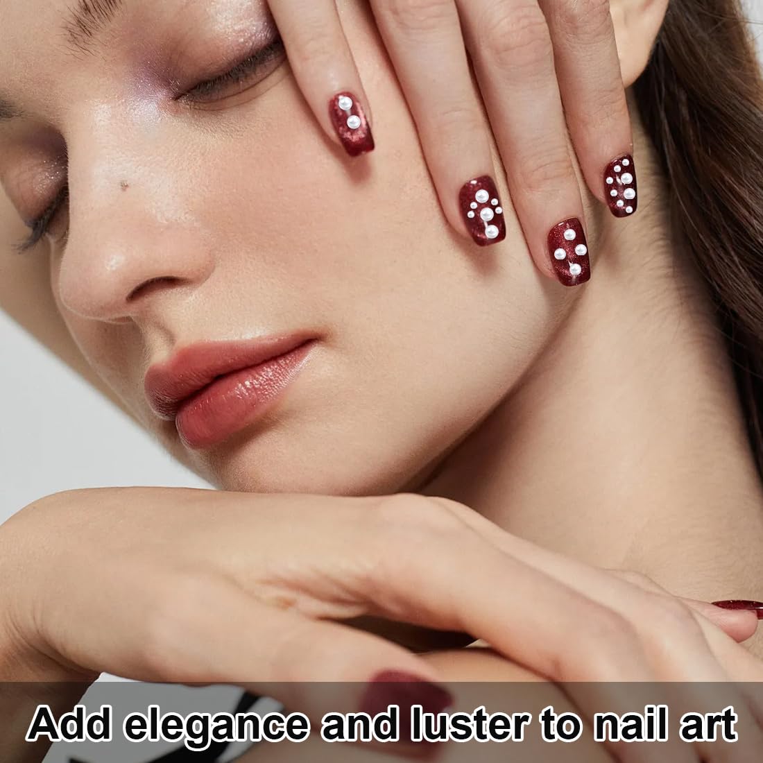 1 boîte Perles plates dorées et argentées pour ongles, Strass ongle, Perles à ongles demi-rondes blanches et beiges, Deco ongle nail art pour décoration d'ongles DIY