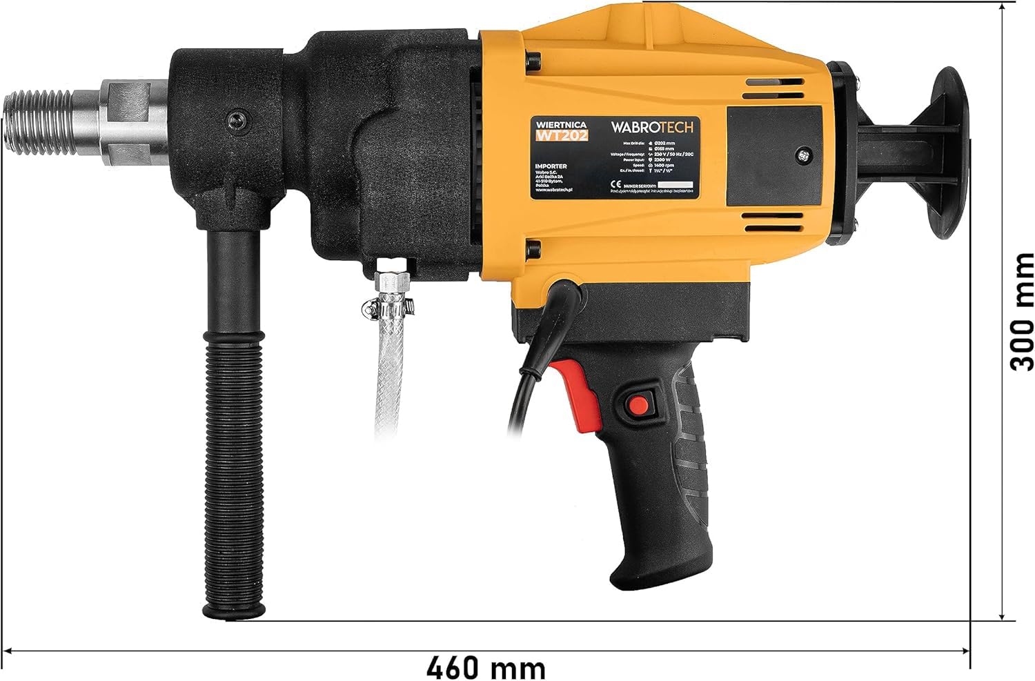 Carotatrice Manuale 2300 W su Supporto per Carotatricee Inclinabile - Caarotatrice Diamantata con PRCD - Carotatrice a Mani Libere 1400 Giri/min per Carotaggio a Umido e a Secco Ø 22-202 mm