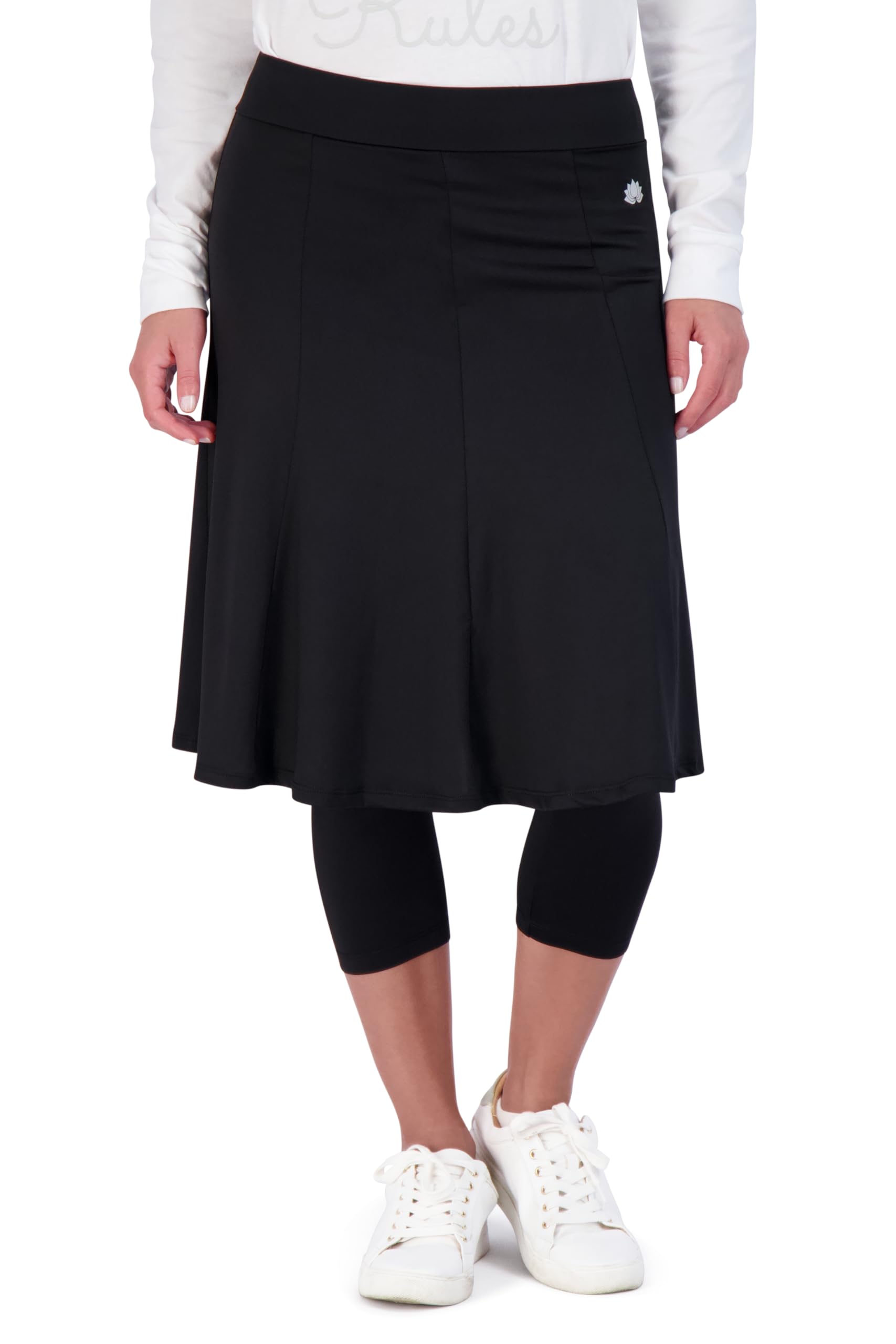 Snoga AthleticsBallet Flare Snoga 24in Modest Athletic Flowy Midi Skirt w/Capri Leggings for Women, Black