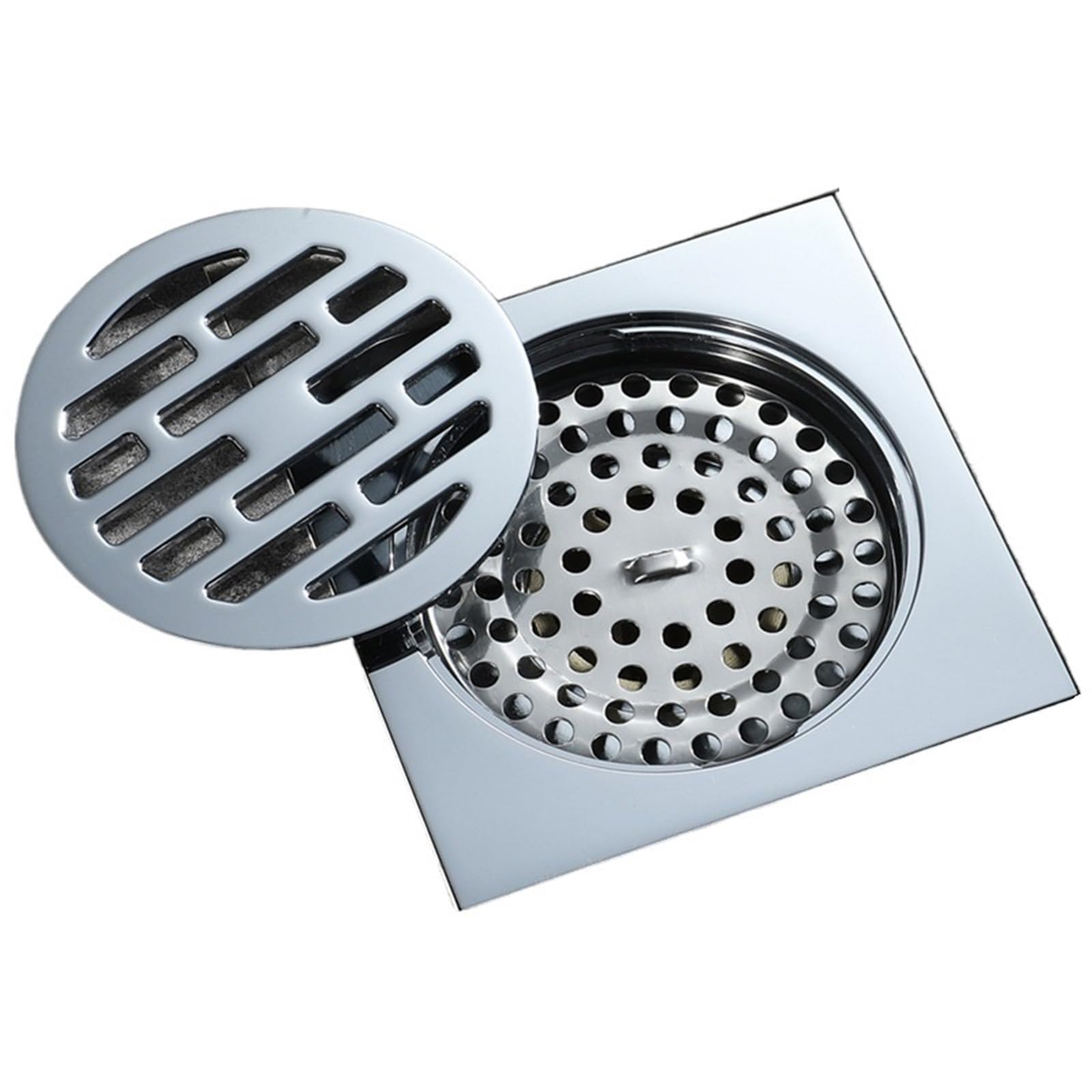 Gulley Grid 1PC Bathroom Square Shower Drain 4 Inch Brass Chrome Floor Drainer Trap Waste Grate Round Cover Hair Strainer 10 * 10cm