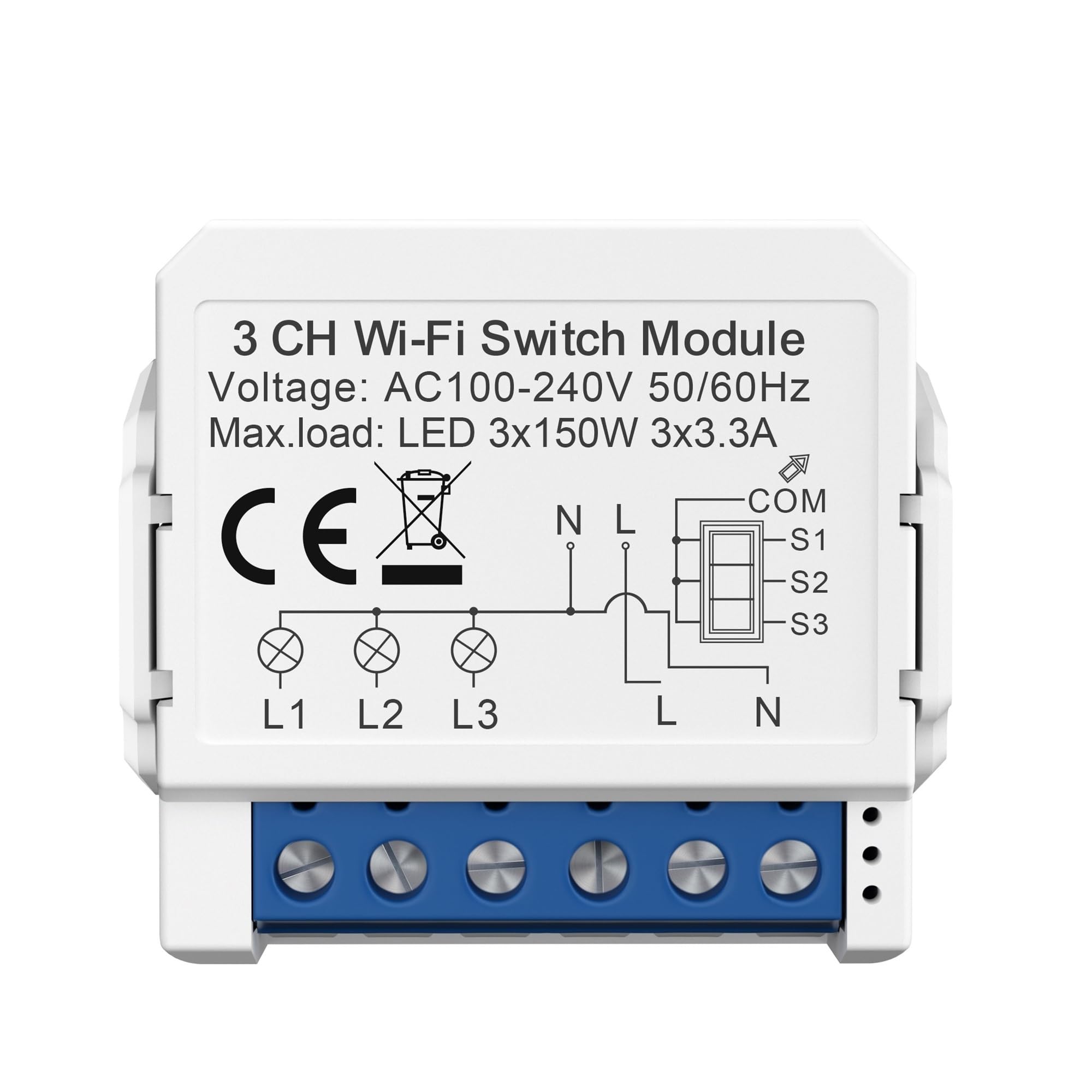 Interrupteur connecté WiFi 3 Gang avec commande va-et-vient