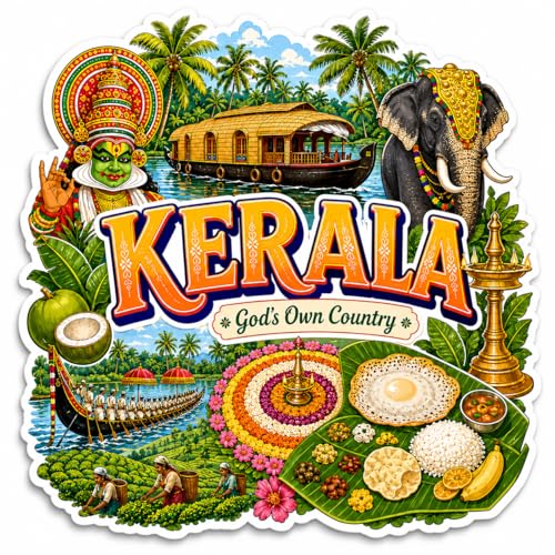 Image of Zesta Wooden Fridge Magnets Set | Refrigerator Decor Magnets for Kitchen | India Souvenir Fridge Magnet Collection | Wooden Magnet for Fridge Door Decoration (Kerala)