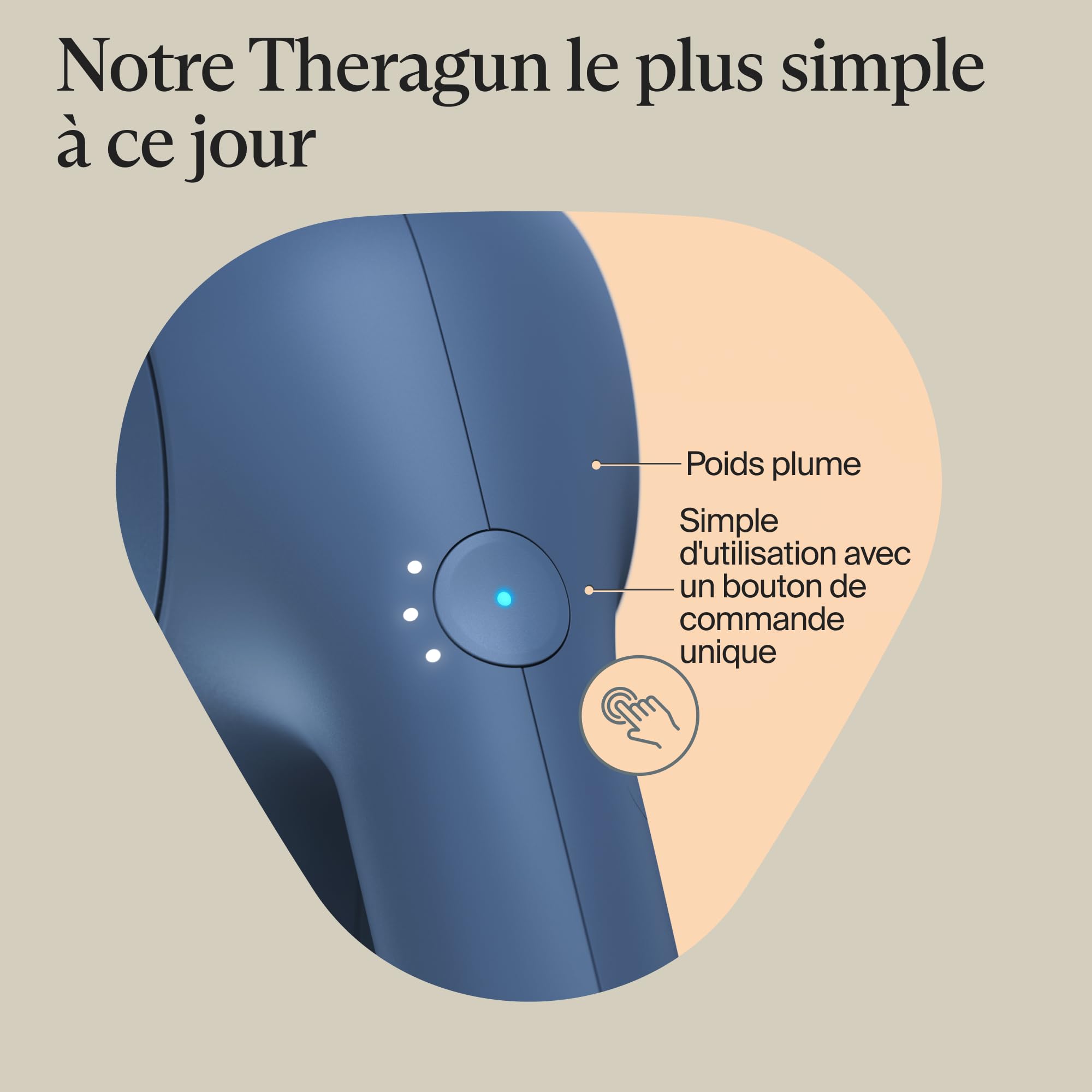 Theragun Relief pistolet de massage à percussion portable – Facile à utiliser, confortable et léger pour soulager la douleur quotidienne dans le cou, le dos, les jambes, les épaules et le corps-Marine