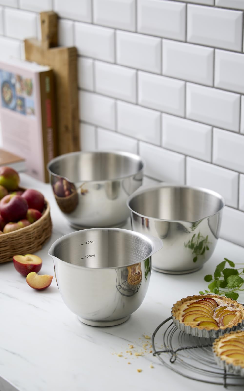 Rosti Margrethe Rührschüssel Set, Teigschüssel, Metallschüssel, Servierschüssel, Backschüsseln 2-teilig aus 18/8 Edelstahl, 1,5 + 3 Liter, Spülmaschinenfest