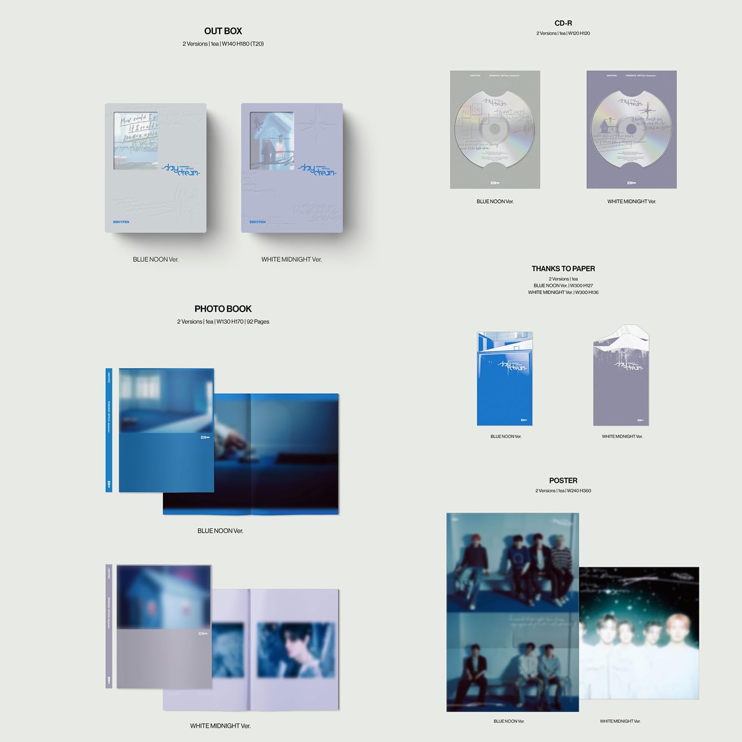 [ROMANCE : UNTOLD -Daydream-] (BLUE NOON Ver.) Photo Book R + Thanks To Paper + Sticker + Poster + Postcard + Photo Card + QR Card + 2 Pin Badges + 4 Extra Photocards
