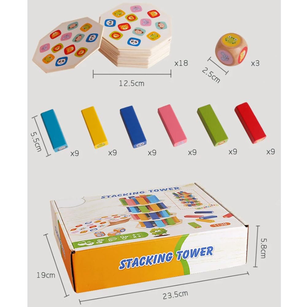 Jouet Construction Bois Montessori 3 en 1 coloré empiler équilibrer