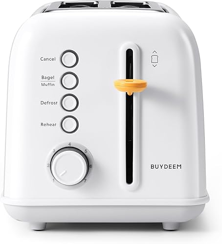 Miniatura 9 de BUYDEEM DT620 Tostadora de 2 rebanadas, ranuras extra anchas, acero inoxidable retro con palanca de elevación alta, función de bagel y muffins,