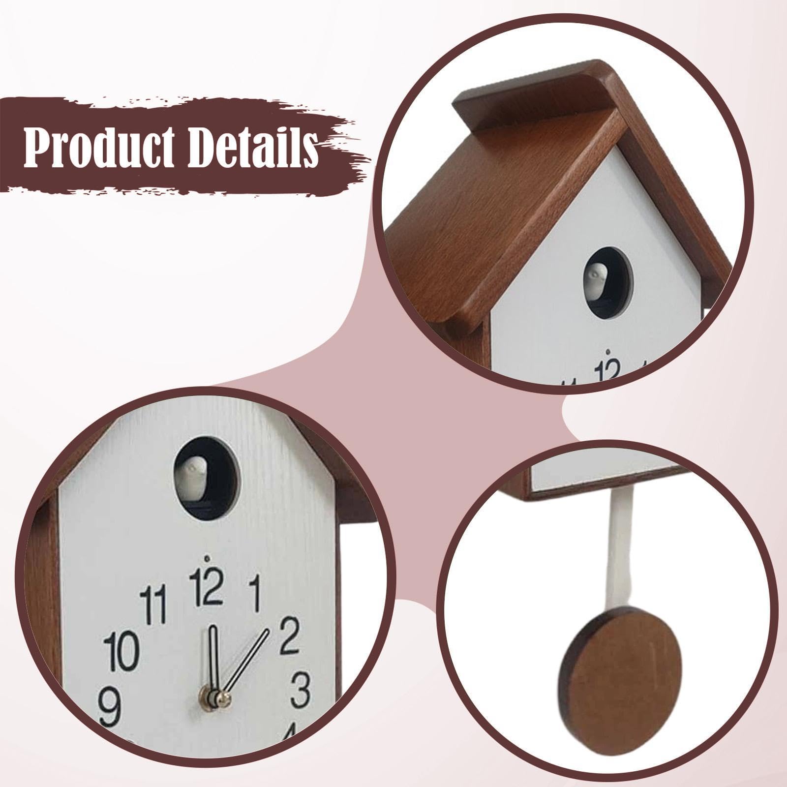 Reloj de con Péndulo para Decoración del Hogar, Reloj de Pared de Madera para Dormitorio