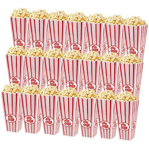 Tebery Popcorn-Boxen aus Kunststoff, mit offenem Deckel, wiederverwendbar, 19,5 x 10 cm, 21 Stück Cover